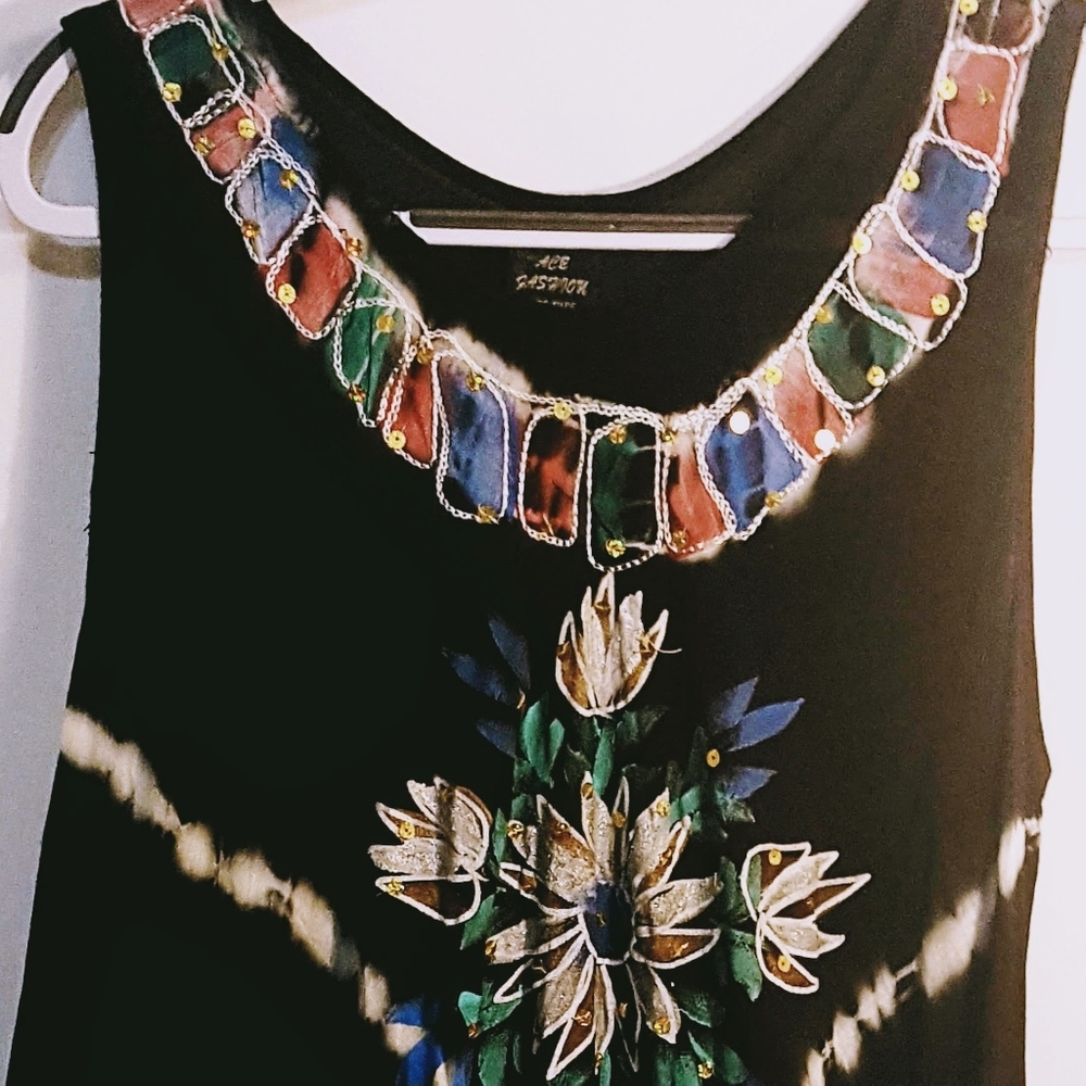 Ace Fashion Maxi Tye Dye Sequin Dress